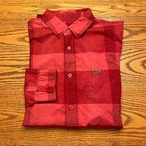 Lacoste Mens Regular Fit Red Button Down Size 38/S